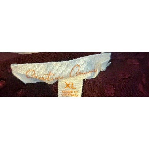 Creative Commune Burgundy Embossed Polka Dot Layered Sleeveless Tunic Top XL - Picture 3 of 4